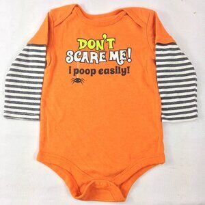 Halloween Jumper Topsville "Dont Scare Me I Poop" Orange Long Sleeve Size 18M